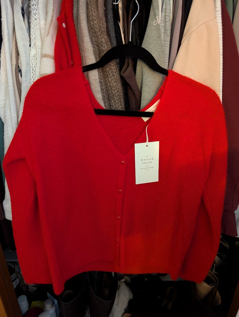 Sézane Red Barry Cardigan